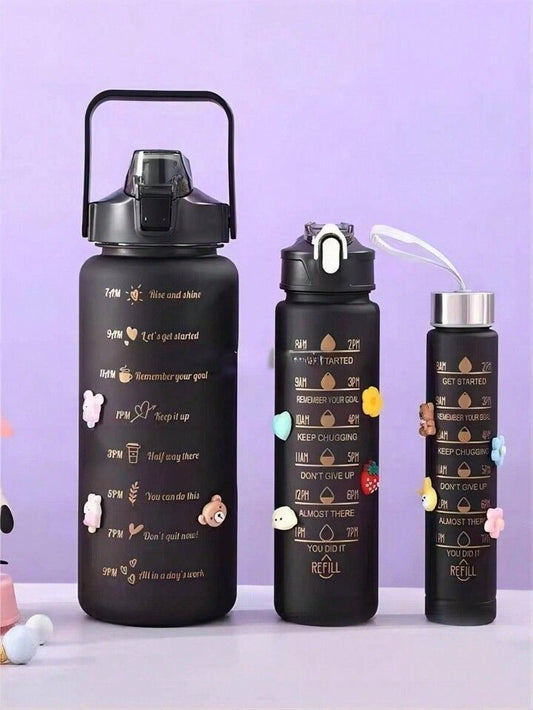 Hydration Reminder Bottles – Pack of 3(Black Color)