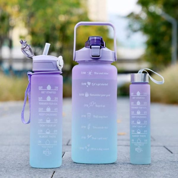3-Pack Sports Bottles – Frosted, Time Marked