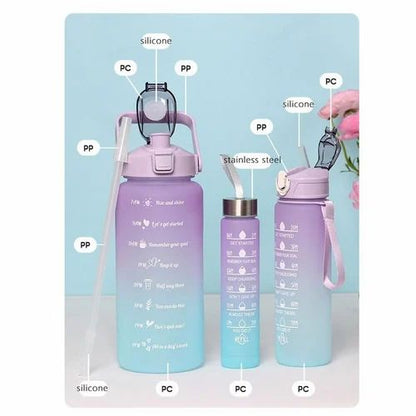 3-Pack Sports Bottles – Frosted, Time Marked