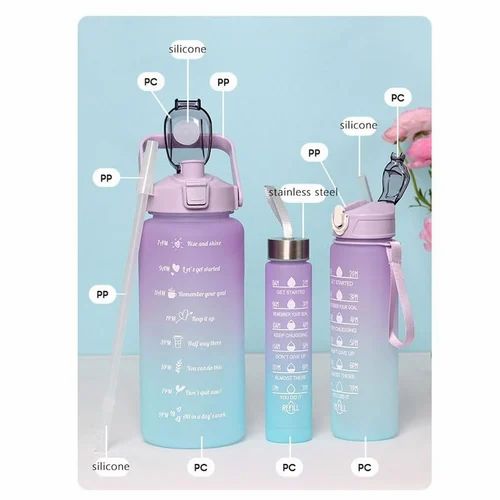 3-Pack Sports Bottles – Frosted, Time Marked