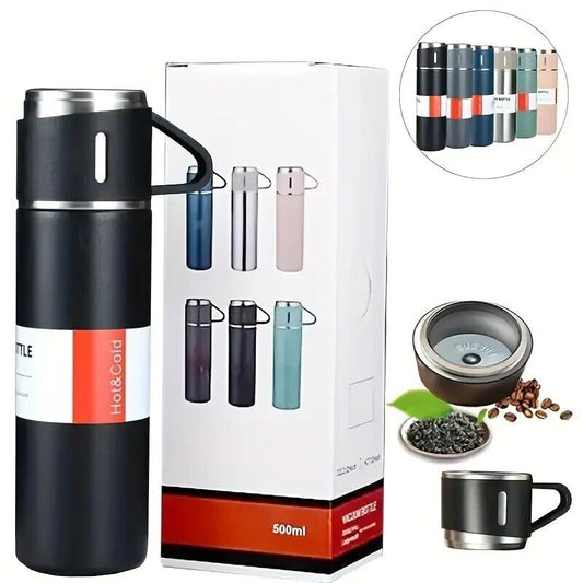 500ml Stainless Steel Vacuum Flask – Hot & Cold Thermos Bottle with Portable Lid-Cup
